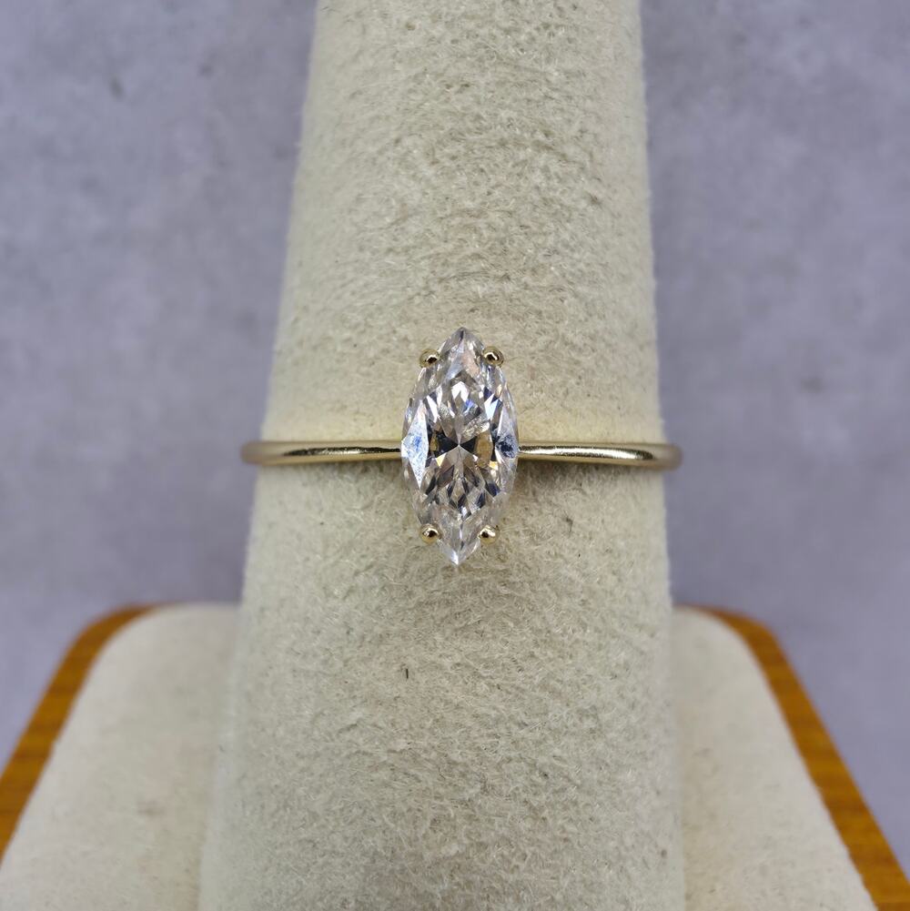 Size 9 0.5ct Marquise Moissanite Ring 14K Gold Plated 925 Silver GRA